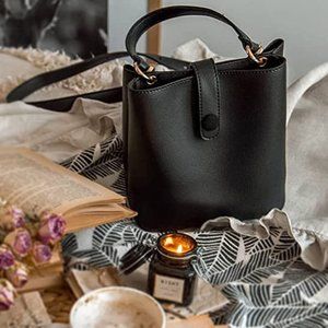 Black Crossbody Handbag for Women Top-Handle Leather Fashion Tote Shoulder Bag
